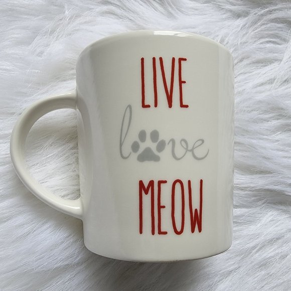 Pfaltzgraff Live love meow cat paw print ceramic coffee mug - Picture 6 of 6